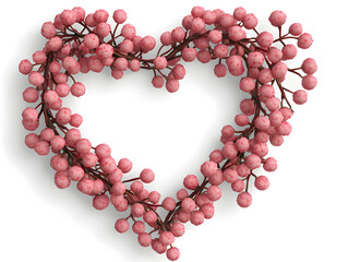 Obraz premium Heart shape made of small pink flowers with delicate branches, creating romantic and charming design
