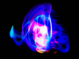 Abstract background with blue and black color for design purpose. Graphic content. Random light shapes. Special effect.