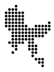 Symbol Map Of the City Rendsburg (Germany) showing the city with a pattern of just a few black dots