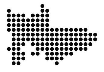 Symbol Map Of the City Riesa (Germany) showing the city with a pattern of just a few black dots