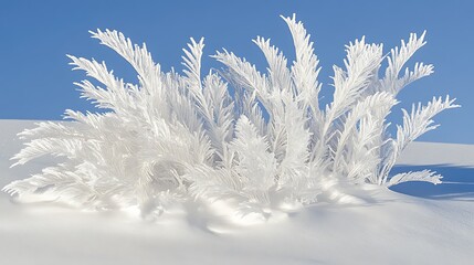 Winter frost formations on a snowy landscape.