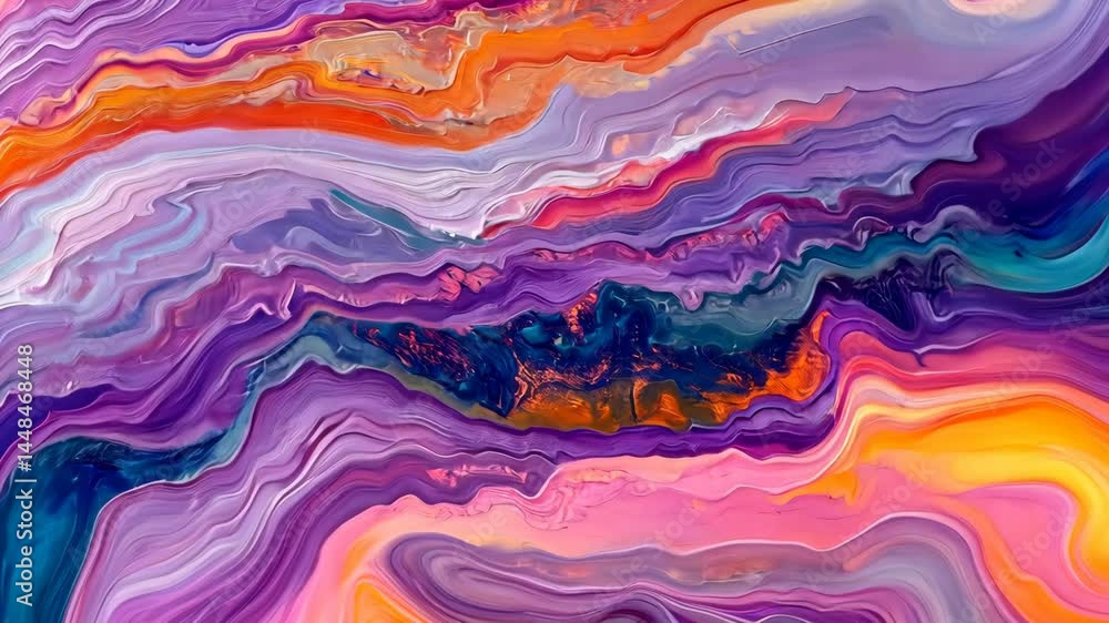 Poster vibrant abstract fluid art with dynamic colorful swirls and textures