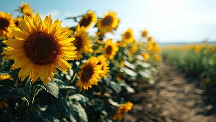 Sunflower close-up in a field
