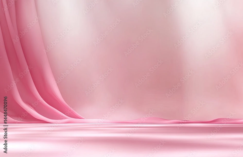 Poster delicate pink curtain cascades creating soft elegant backdrop perfect for showcasing products and it