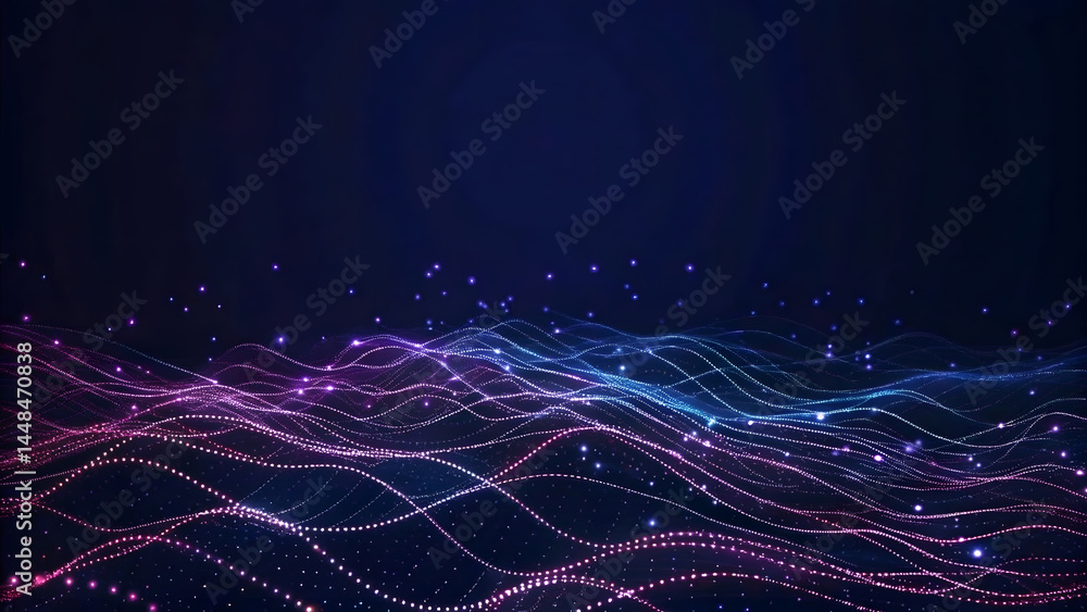 Poster abstract dot point connect with gradient line and aesthetic intricate wave line design , internation