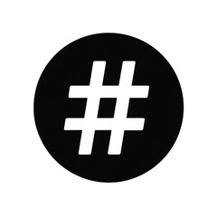 Obraz premium A clean, bold graphic featuring a white hash mark symbol prominently displayed inside a solid black circle.
