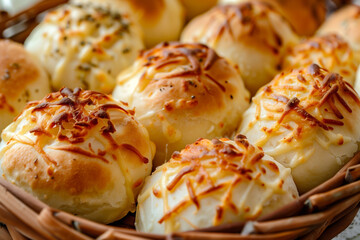 chipa small baked cheese buns, selective focus