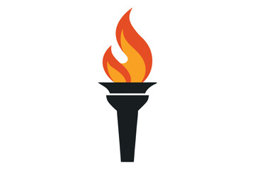 Stylized illustration of a black torch with a bright orange flame
