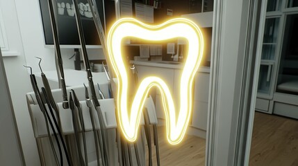 Illuminated tooth model in medical setting