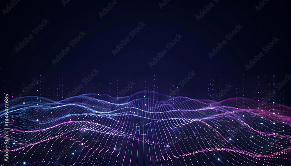 Poster abstract dot point connect with gradient line and aesthetic intricate wave line design , internation