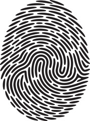 Detailed Vector Illustration Of A Black Fingerprint On White Background For Security Themes