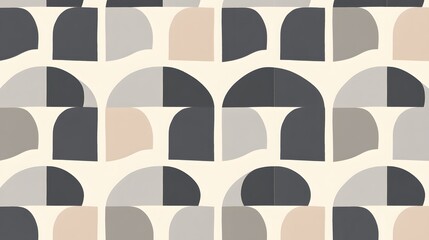Abstract Geometric Pattern Neutral Tones Beige Gray Black Modern Art