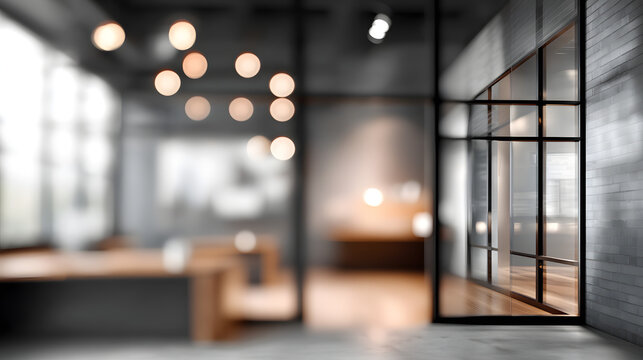 Office interior action corporate building image content modern environment blurred viewpoint concept