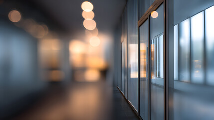 Blurry office interior scene with door modern workspace corporate environment creative viewpoint