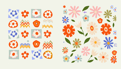 colorful floral seamless pattern illustration set  (2).eps