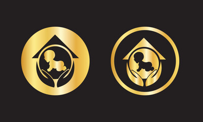Luxury Golden Real Estate Logo Design – Premium House Icon