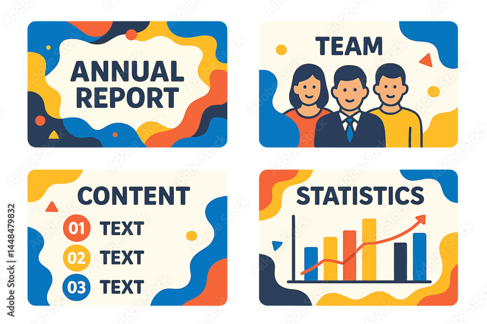 Poster this set of presentation templates is suitable for use in annual reports and corporate settings
