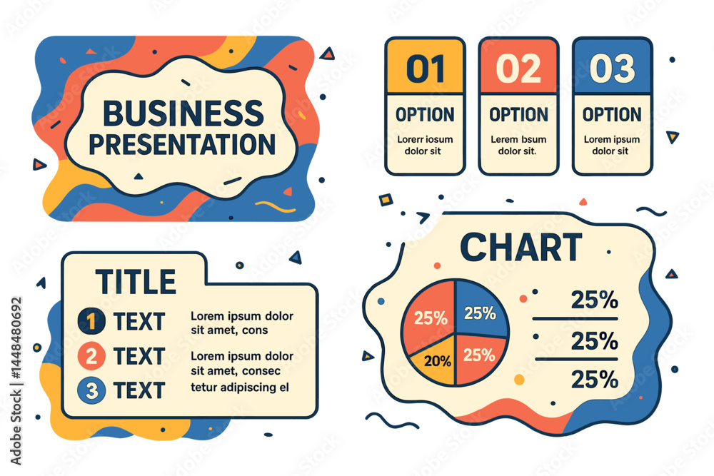 Poster infographic elements are used to create business presentation templates