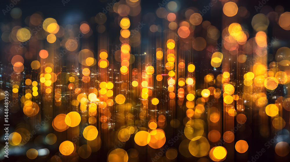 Poster dynamic business concept design with bokeh light effect in urban environment at night