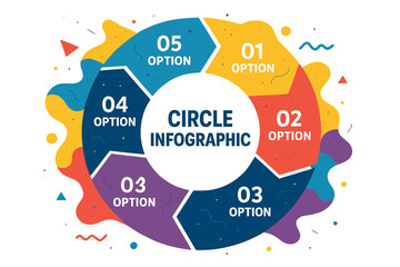 Infographic template featuring a circular vector design, suitable for creating cycle diagrams, graphs, presentations, and round charts, particularly for business concepts involving 5 stages or