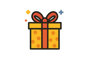 The icon of a gift is represented by a vector gift box symbol, often signifying a birthday present or Christmas gift, and is also available as a black gift box icon
