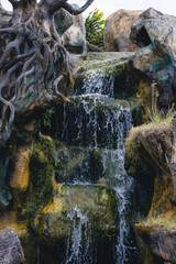 Nature waterfall and rocks flowing water