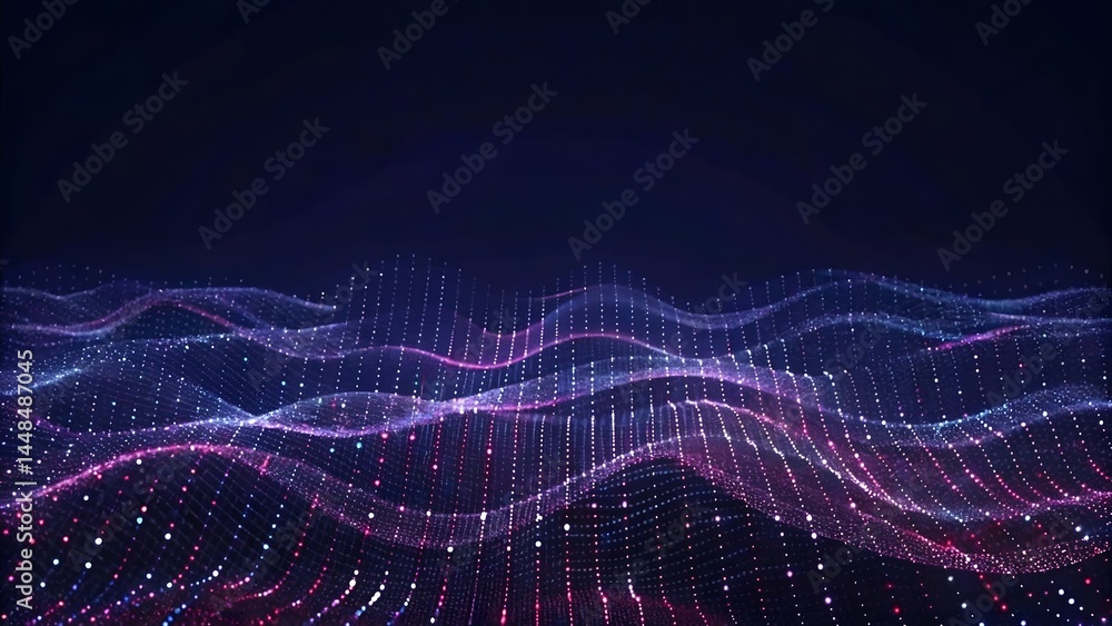 Poster abstract dot point connect with gradient line and aesthetic intricate wave line design , internation