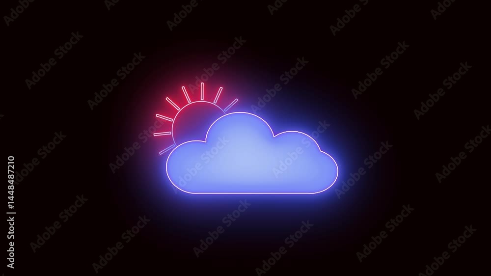 Aufkleber simple and cute weather line icon animation featuring sunny and cloudy conditions. ideal for modern 