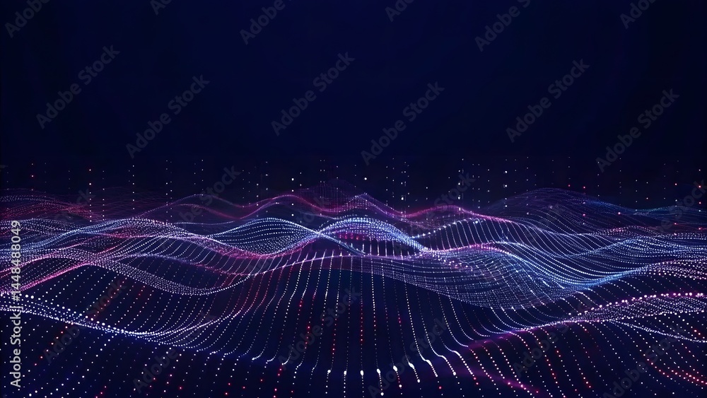 Poster abstract dot point connect with gradient line and aesthetic intricate wave line design , internation