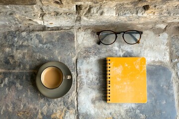 flat lay of planner Coffee