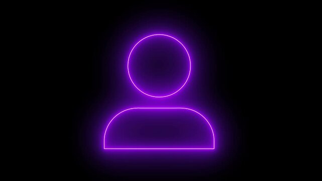 Glowing violet neon profile icon pulses softly in the dark, symbolizing identity, presence, and digital connectivity in a sleek, modern design.