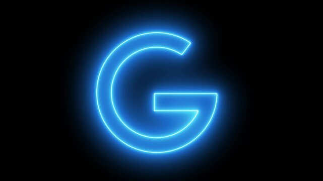 Glowing blue neon "G" pulses with motion and energy on a dark background. An abstract representation of modern design, innovation, and digital flow.
