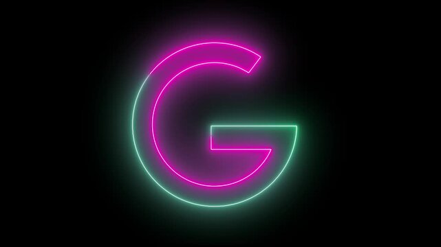 Capital letter "G" radiates vibrant pink and green neon light, with smooth motion effects creating a hypnotic energy on a black backdrop. A bold symbol of power, precision, and digital presence.
