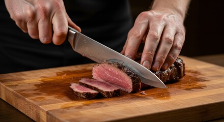 Expertly Carving a Delicious Roasted Beef A Culinary Masterclass in Slicing Perfection