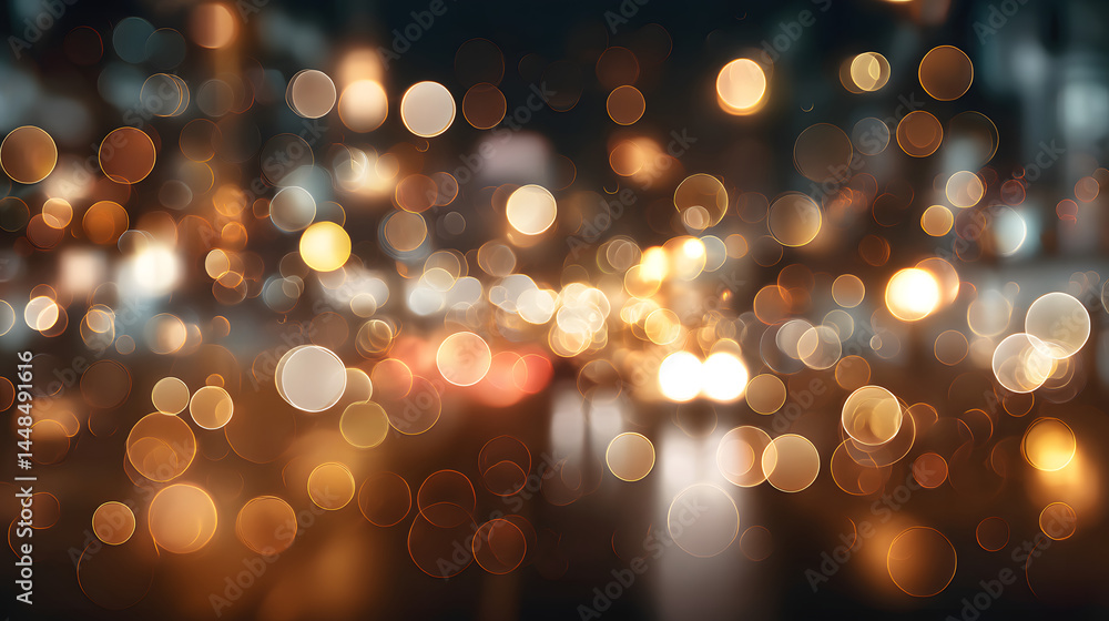 Poster dynamic business concept design with bokeh light effect in urban environment at night