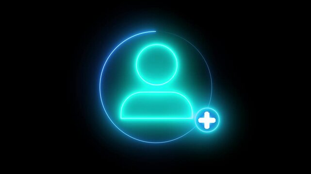 Stylish neon profile symbol on a dark backdrop, ideal for modern apps, digital dashboards, or social media visuals.