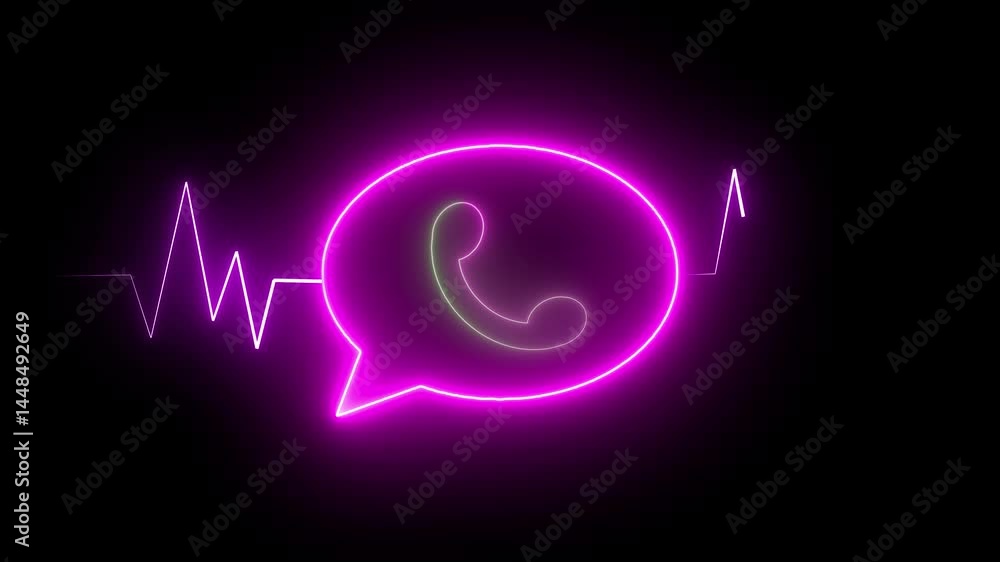 Aufkleber purple sleek and modern animation of an incoming call icon with neon glow. use in tech promos, motio