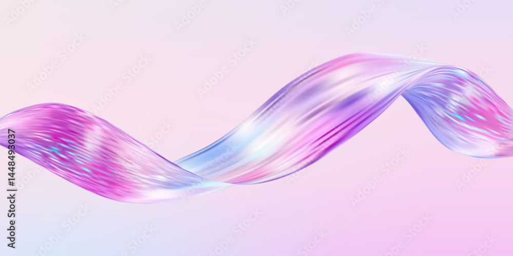 Poster abstract holographic wave.flow iridescent fluid.dynamic spectrum ribbon.