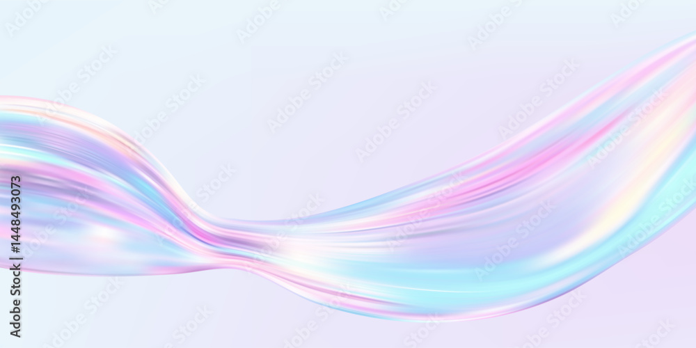 Poster abstract holographic wave.flow iridescent fluid.dynamic spectrum ribbon.