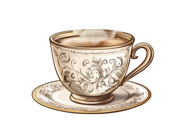 a cup of coffee with a saucer