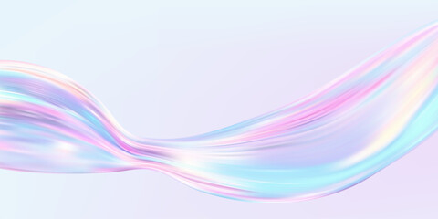 Abstract  holographic wave.Flow iridescent fluid.Dynamic spectrum ribbon.