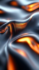 Abstract metallic fabric folds, orange light, background texture, design element