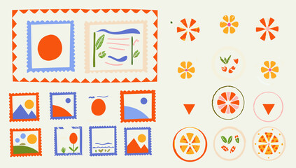 vintage world travel post card stamp seamless patt.eps