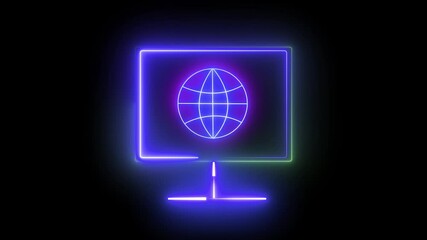 High tech animated interface showing global communication through animated links and a digital globe on computer. Perfect for corporate tech, VPN, or online platforms. - Powered by Adobe