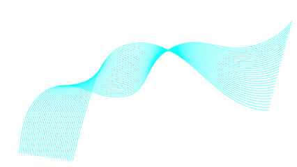 Abstract vector wavy lines flowing smooth curve colorful gradient purple blue on transparent background