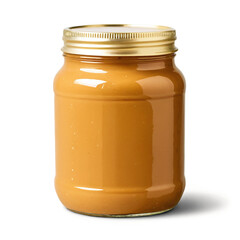 glass jar of peanut butter isolated on transparent background