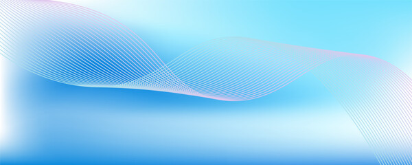 Abstract blue gradient background with shining lines waves. Minimalist background for banner, poster, cover, brochure, flyer, website, advertising, sponsorship