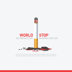 world no tobacco day 2025. world no tobacco day creative poster, banner, postcard, social media post, background, backdrop, template, greetings card, awareness, web banner, cover design etc.