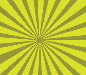 Sun rays yellow background, starburst anime pop art cartoon or comic, dotted texture and explosion effect or sunburst, halftone gradient, fun and exciting template frame.