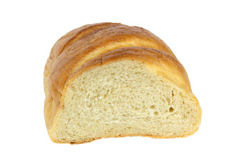 loaf, half of fresh bread isolated from background	